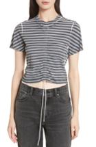 Women's T By Alexander Wang Ruched Stripe Cotton Tee - White