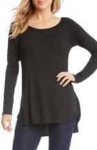 Women's Karen Kane Shirttail Hem Long Sleeve Tee - Black