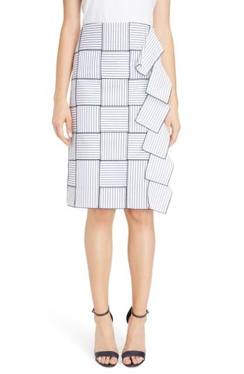 Women's Victoria, Victoria Beckham Basket-weave Pencil Skirt - Blue