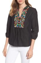 Women's Velvet By Graham & Spencer Embroidered Blouse - Black