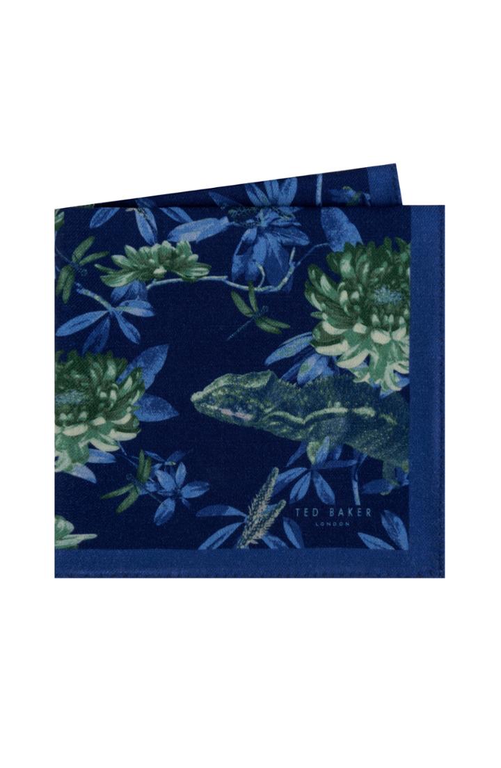Men's Ted Baker London Print Silk Pocket Square, Size - Green