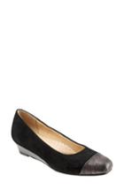 Women's Trotters 'langley' Cap Toe Wedge Pump .5 M - Black