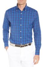 Men's Peter Millar Rainier Valley Windowpane Sport Shirt - Blue