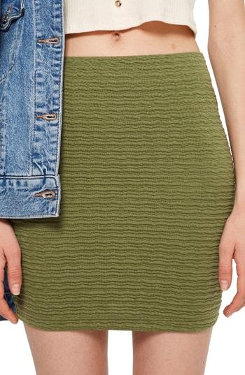 Women's Topshop Textured Miniskirt Us (fits Like 0) - Green