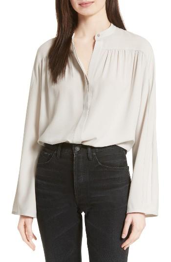 Women's Vince Shirred Silk Blouse - Grey