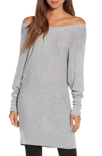 Women's Trouve Off The Shoulder Sweater Tunic, Size - Grey