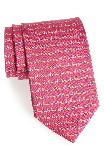 Men's Salvatore Ferragamo Squirrel & Snail Print Silk Tie, Size - Orange