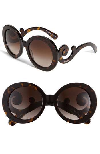 Prada 'baroque' Round Sunglasses Havana