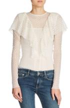 Women's Maje Ruffle Drape Dot Mesh Top