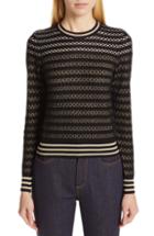 Women's Fendi Stripe Lace Silk Blend Sweater Us / 48 It - Black