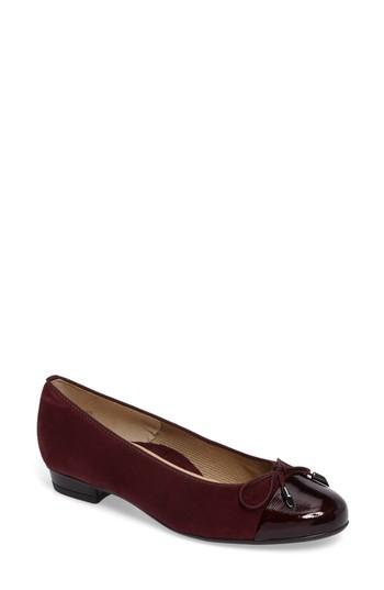 Women's Ara 'betty' Cap Toe Flat .5 M - Burgundy