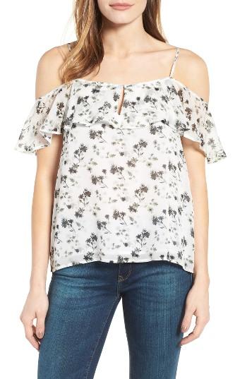 Women's Lucky Brand Print Cold Shoulder Blouse - White