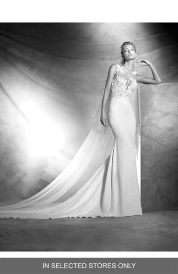 Women's Pronovias Xian Cap Sleeve Lace Top