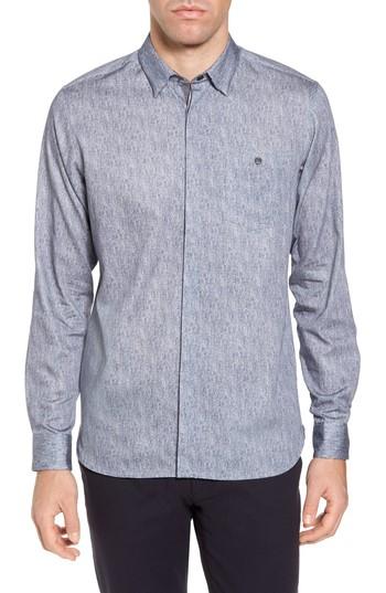 Men's Ted Baker London Lili Slim Fit Herringbone Sport Shirt (s) - Blue