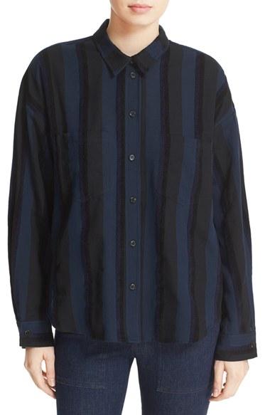 Women's Rachel Comey Texture Stripe Drop Shoulder Shirt