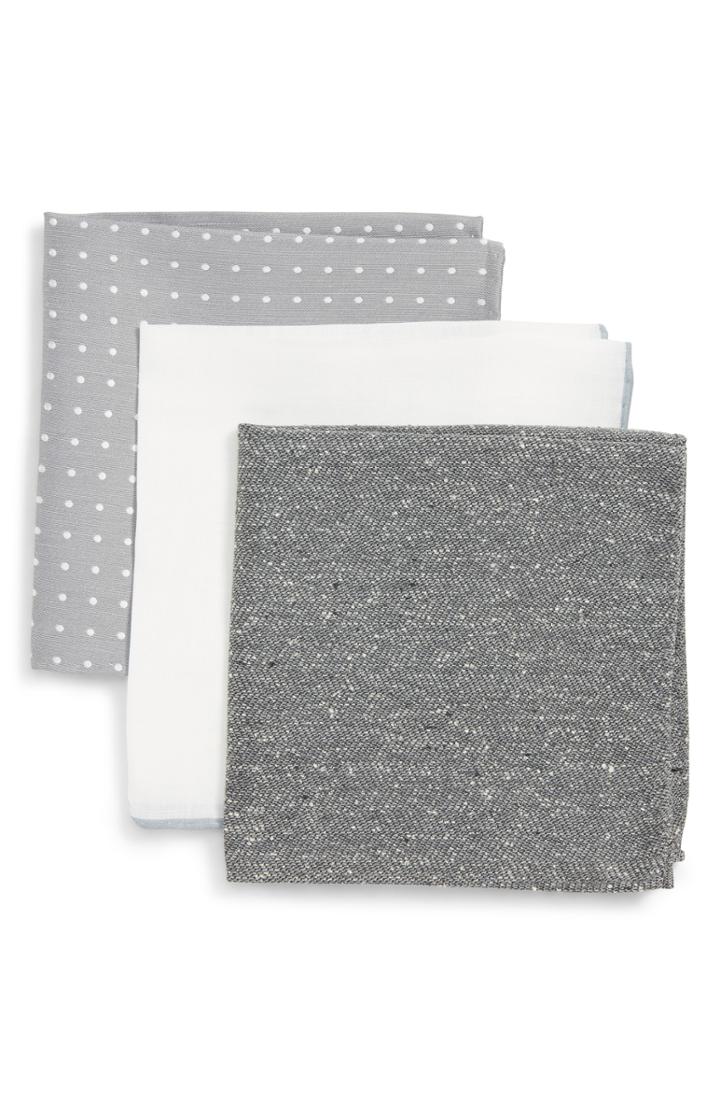 Men's The Tie Bar 3-pack Pocket Squares, Size - Grey
