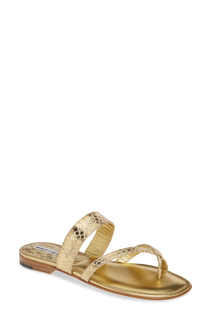 Women's Manolo Blahnik 'susa' Genuine Snakeskin Sandal