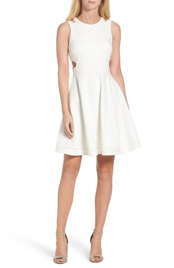 Women's French Connection Lula Stretch Fit & Flare Dress - White
