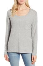 Petite Women's Caslon Pocket Top, Size P - Grey