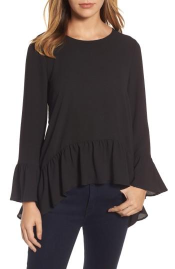 Women's Gibson Ruffle Asymmetrical Blouse, Size - Black
