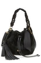 Frances Valentine Small Genuine Rabbit Fur & Leather Bucket Bag - Black