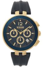 Men's Versace Logo Chronograph Leather Strap Watch, 44mm