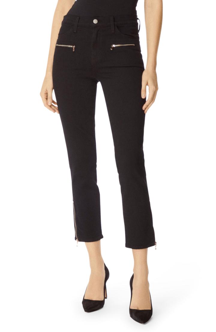 Women's J Brand Moto Ruby High Waist Crop Cigarette Jeans - Black