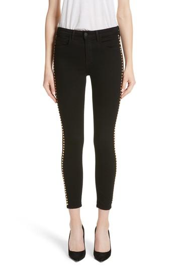 Women's L'agence Margot Studded Ankle Skinny Jeans - Black