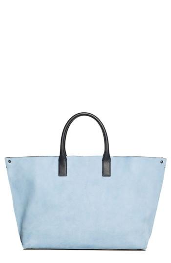Akris Medium Ai Bicolor Nubuck & Leather Tote - Blue