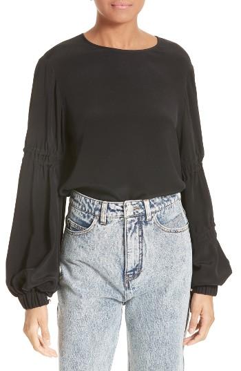 Women's Tibi Bishop Sleeve Silk Blouse