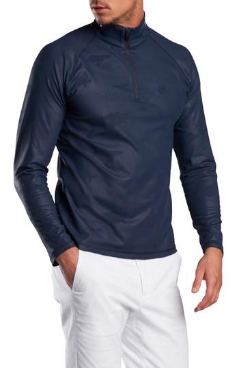 Men's G/fore Camo Regular Fit Quarter-zip Pullover - Blue