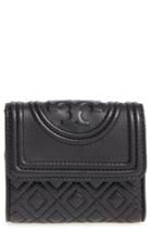 Women's Tory Burch 'mini Fleming' Quilted Lambskin Leather Wallet - Black