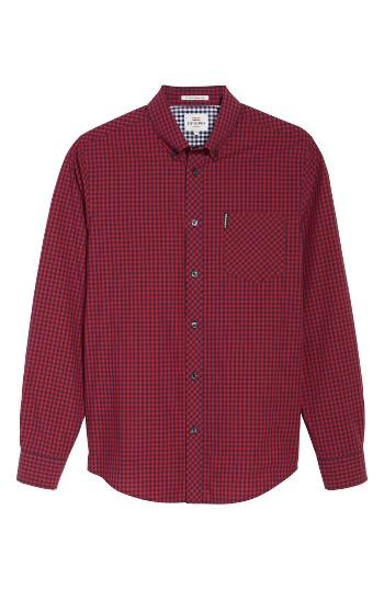 Men's Ben Sherman Mod Fit Gingham Sport Shirt - Red