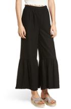 Women's Bp. Ruffle Hem Linen Blend Crop Pants, Size - Black