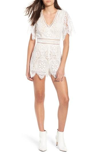 Women's Socialite Lace Romper - Ivory