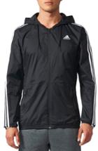 Men's Adidas Essentials 3-stripes Wind Zip Hoodie, Size - Black