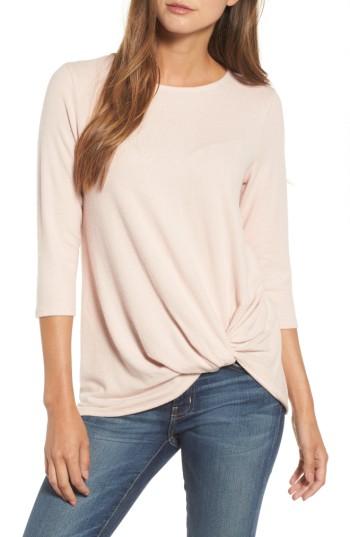 Petite Women's Gibson Twist Front Cozy Fleece Pullover, Size P - Pink