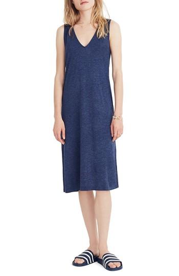 Women's Madewell V-neck Jersey Tank Dress, Size - Blue