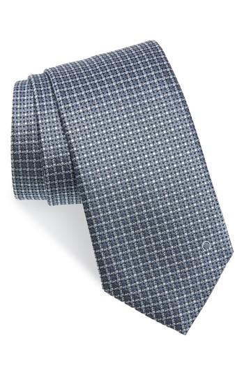Men's Salvatore Ferragamo Grid Silk Tie, Size - Grey