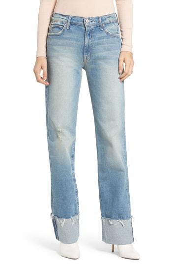 Women's Mother The Duster Cuff Straight Leg Jeans - Blue