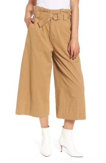 Women's Bp Paperbag Waist Crop Pants - Beige