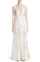 Women's Valentino Swallow Print Silk Gown - Ivory