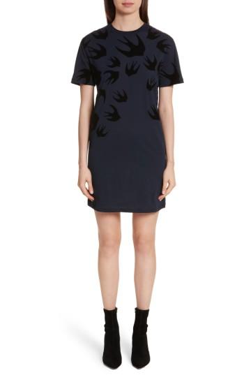 Women's Mcq Alexander Mcqueen Swallow T-shirt Dress, Size - Blue