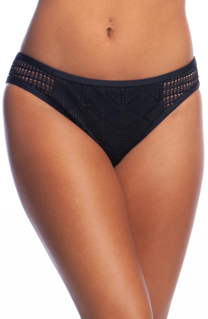 Women's La Blanca Crochet Side Hipster Bikini Bottoms - Black