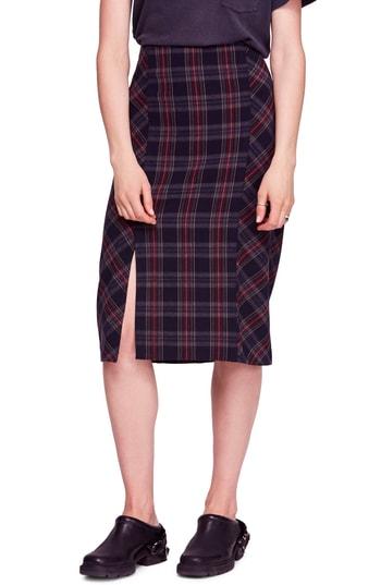 Women's Free People See You Glow Plaid Panel Skirt - Black