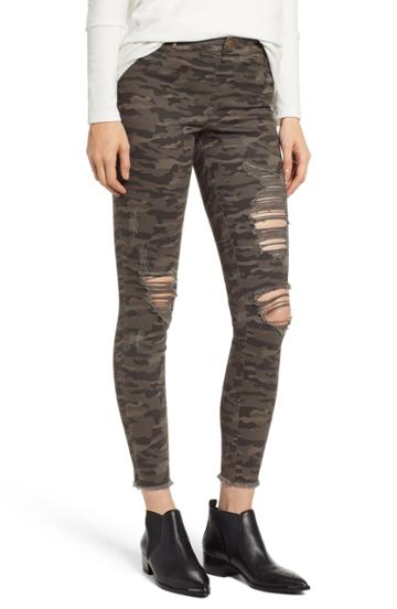 Women's Zeza B By Hue Shredded Camo Denim Leggings - Green