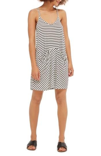 Women's Topshop Stripe Pocket Cover-up Dress - Black