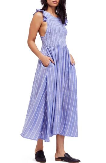 Women's Free People Butterflies Chambray Midi Dress - Blue
