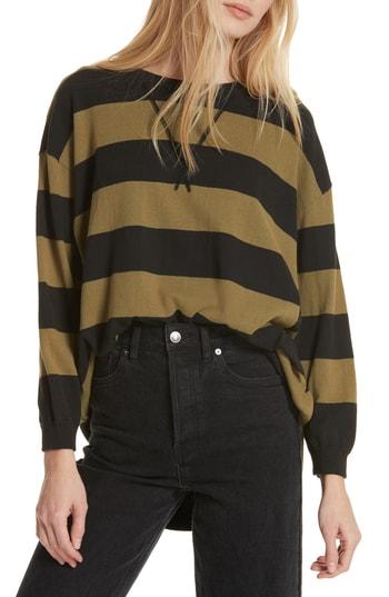 Women's Free People Surfin' On Your Stripes Cotton Crewneck Top - Black
