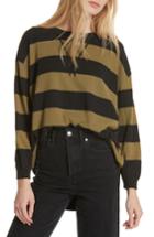 Women's Free People Surfin' On Your Stripes Cotton Crewneck Top - Black